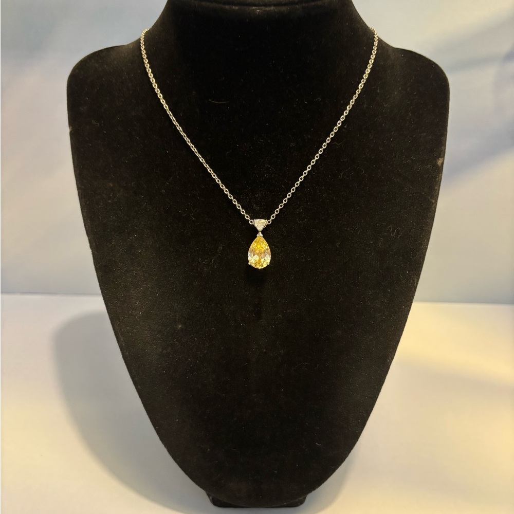 NVC Silver Tone Crystal Pendant Necklace 16”